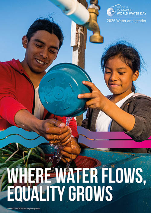 Plakat 2: Weltwassertag 2026, Motto: Where water flows, equality grows